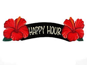 Happy Hour Sign Red Hibiscus